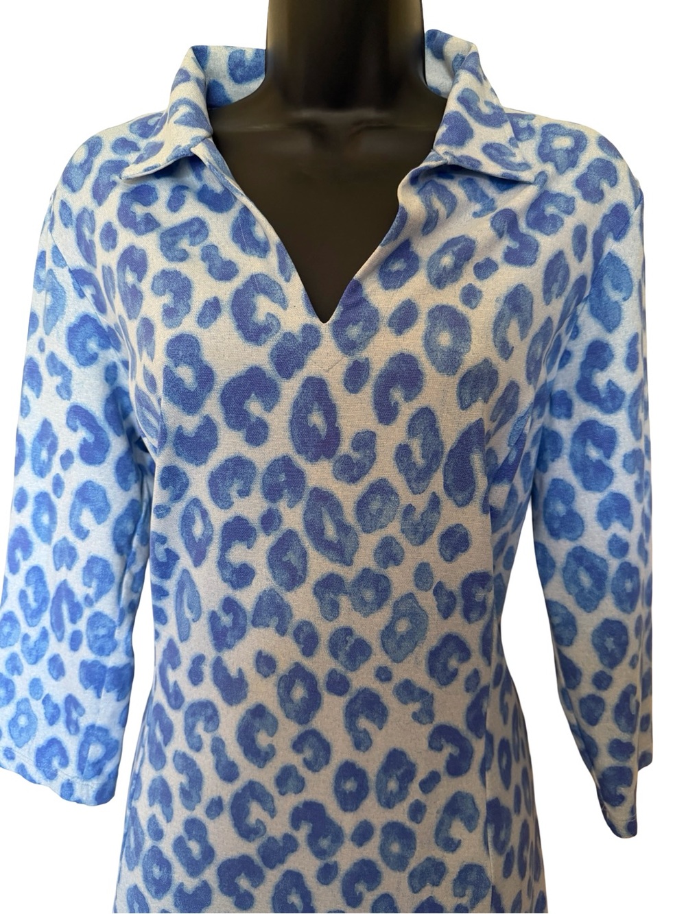 J. McLaughlin Blue Leopard Print Knit Dress Like New